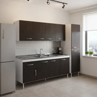Alacena de cocina Moscu 3 puertas 160 cm ancho Blanco / Roble Termo