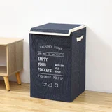 Cesto de ropa con tapa para baño azul 54 x 33 cm