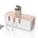 Caja organizadora de cables con tapa de bambú