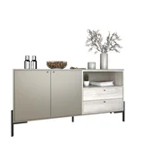 Vajillero Metal Wood 85 x 152 x 36 cm gris nogal
