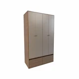 Placard Senior 4 puertas con 4 cajones y zapatero nogal gris
