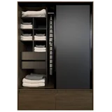 Placard Senior 2 puertas corredizas con 2 cajones y zapatero nogal negro