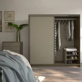 Placard Senior 2 puertas corredizas con 2 cajones y zapatero nogal gris