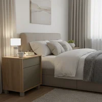 Mesa de luz Minimal con 1 cajón olmo finlandés gris