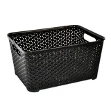 Canasto Ratán de plástico negro 10 Lts. 33 x 16.5 x 24.5 cm