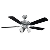 Ventilador de techo luz 5 aspas plata/negro