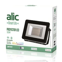 Proyector LED Smart Wifi RGB 50 W negro luz cálida