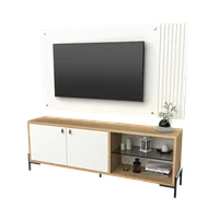 Rack de TV con panel 65" roble natural y blanco laca