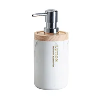Dispensador de jabón Marmol de poliresina y madera blanco