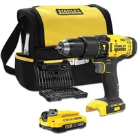 Taladro percutor inalámbrico 20V + batería + cargador + accesorios