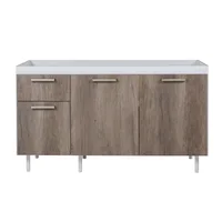 Bajo mesada 3 puertas 1 cajón Turin nebraska gris 82.5 x 140 x 50 cm