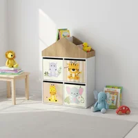 Biblioteca infantil animalitos de melamina con 4 puertas blanca