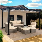 Pérgola de aluminio retráctil 3 x 4 m negra