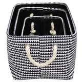 Set de 3 Cestos organizadores de tela negro y blanco 22 x 40 cm