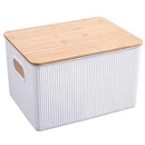 Caja plástica organizadora con tapa bambú 2 Lts. 10 x 12.5 x16.5 cm