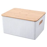 Caja plástica organizadora con tapa bambú 16 Lts. 16 x 29.5 x38.5 cm