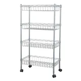 Carro de cocina 4 estantes con ruedas cromado