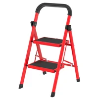 Escalera tijera 80 cm plegable rojo y negro