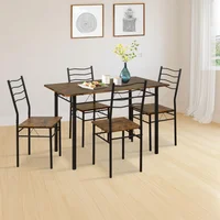 Juego de comedor Panama mesa rectangular + 4 sillas negro + marrón