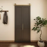 Puerta corredera MDF doble negra con kit negro