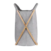 Cesto de ropa de tela bambú gris