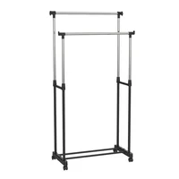 Perchero de pie doble negro y gris con ruedas