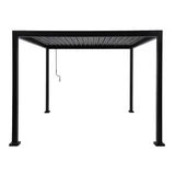 Pérgola metálica negra con techo 3 x 3 m