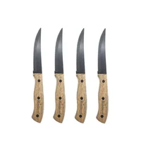 Set de cuchillos para parrilla 4 piezas madera y acero inoxidable