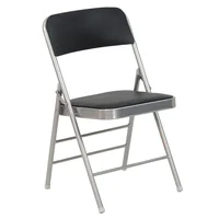 Silla plegable de metal con respaldo cuadrado negra