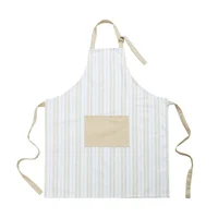 Delantal de algodón taupe y blanco