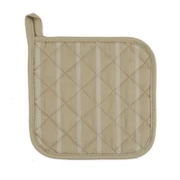 Agarradera de algodón taupe y blanco