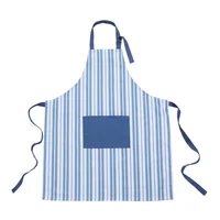 Delantal de algodón azul y blanco