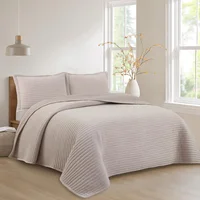 Acolchado Clásico velvet 1 plaza y media beige