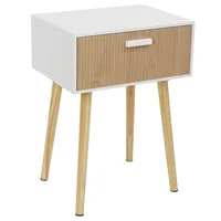 Mesa de luz con 1 cajón blanco y natural