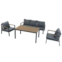 Juego de living exterior Metal gris y beige 5 personas
