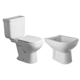Combo kit de inodoro Bari con depósito y accesorios blanco + bidet de apoyo rectangular blanco