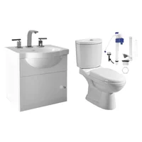 Combo Vanitory colgante Venecia con mesada + Kit inodoro largo New Asis dual con deposito y asiento
