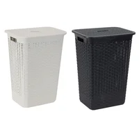 Combo 2 Cestos de ropa blanco y negro con tapa 60 L