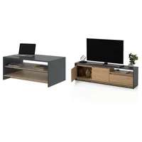 Combo Rack de TV Niza 80" gris y roble + Mesa ratona Niza