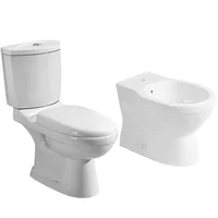 Combo Inodoro largo New Asis dual blanco deposito y asiento + Bidet de apoyo