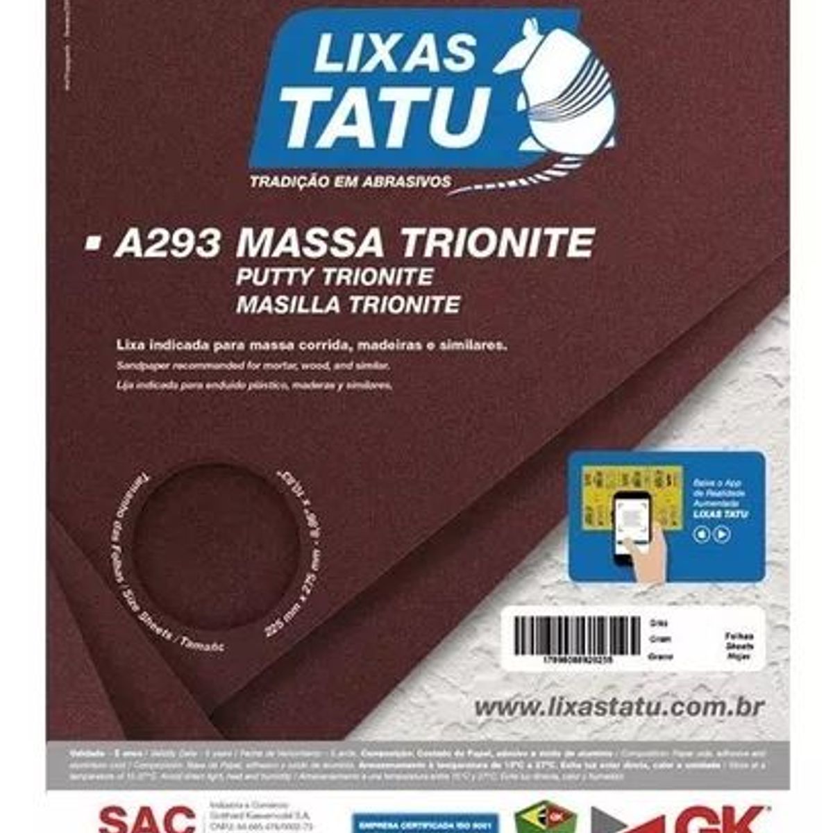 Lixa Massa Trionite A293 Grão 180 Lixas Tatu, marca Lixas Tatu - Foto 2