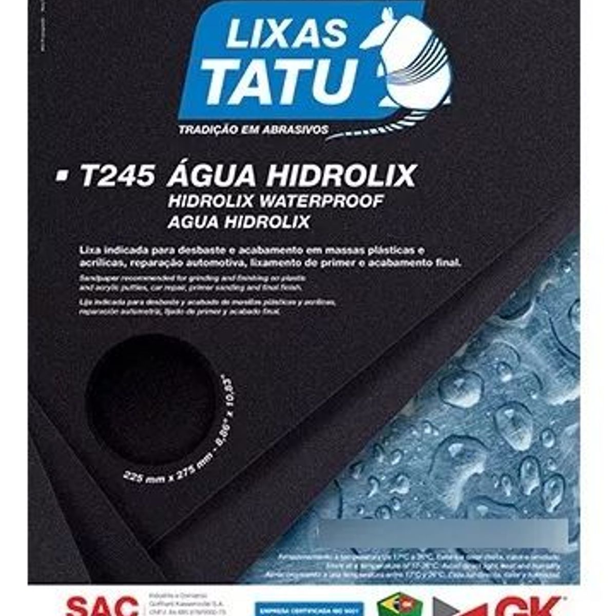 Lixa D'Agua Hidrolixs T245 Grão 320 Lixas Tatu, marca Lixas Tatu - Foto 2