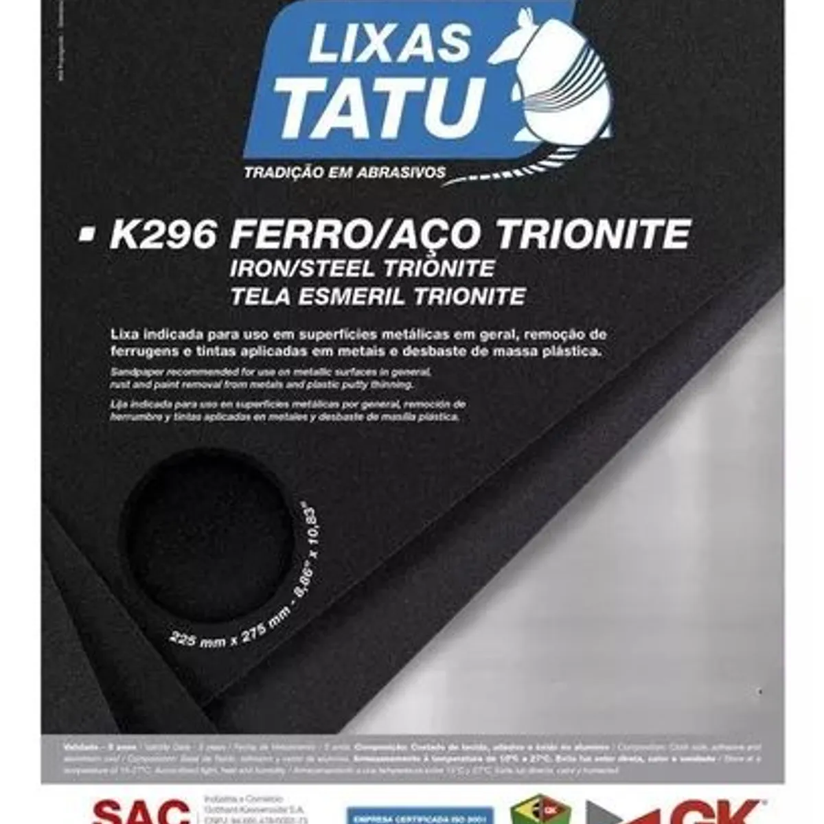 Lixa Ferro/Aço Trionite K296 Grão 80 Lixas Tatu, marca Lixas Tatu - Foto 2