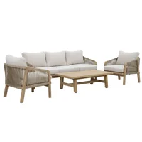 Conjunto Estar Madeira 5 Lugares Lucca 4 Peças Just Home Collection