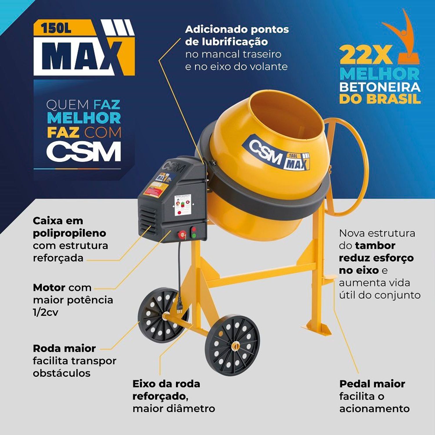 Betoneira 400L Mono 1 Traço Max Mono 220V CSM | Sodimac