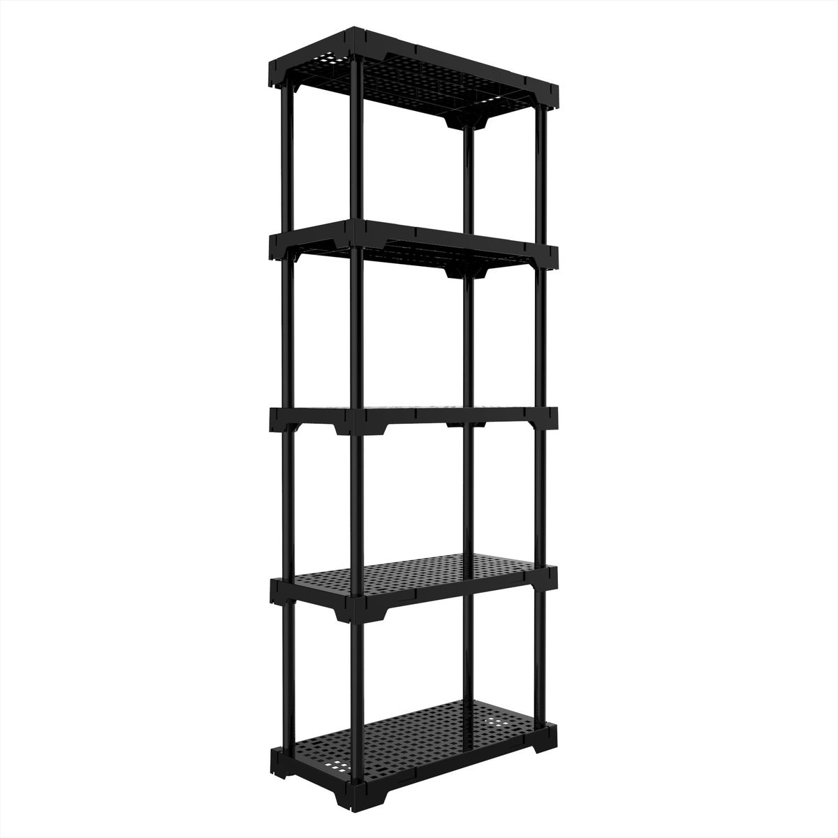 Estante de Plástico com 5 Prateleiras Preta Poly 167x70x35cm 125kg Grifit, marca Organize - Foto Principal