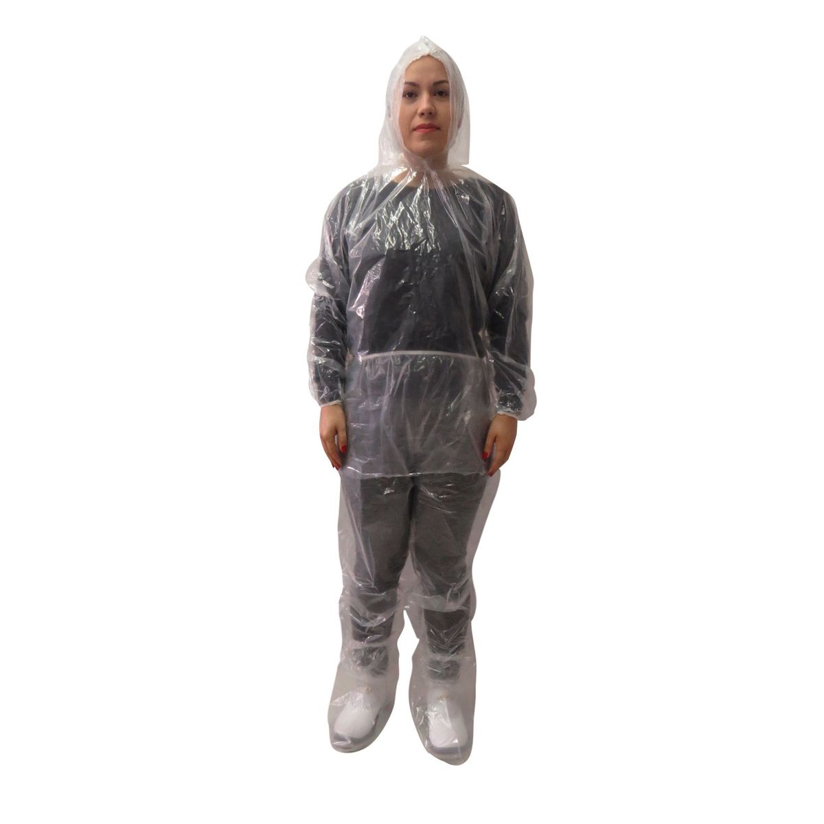 Conjunto de Polietileno Transparente com Elástico, Capuz e Bota, marca Prevemax - Foto Principal