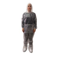 Conjunto de Polietileno Transparente com Elástico, Capuz e Bota