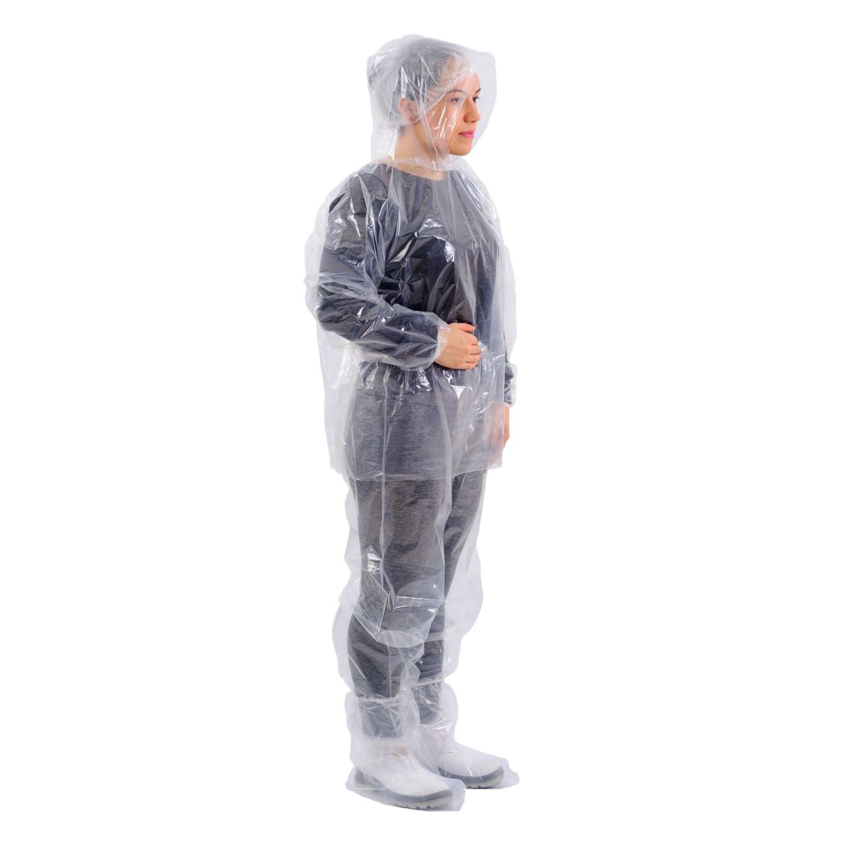 Conjunto de Polietileno Transparente com Elástico, Capuz e Bota, marca Prevemax - Foto 2