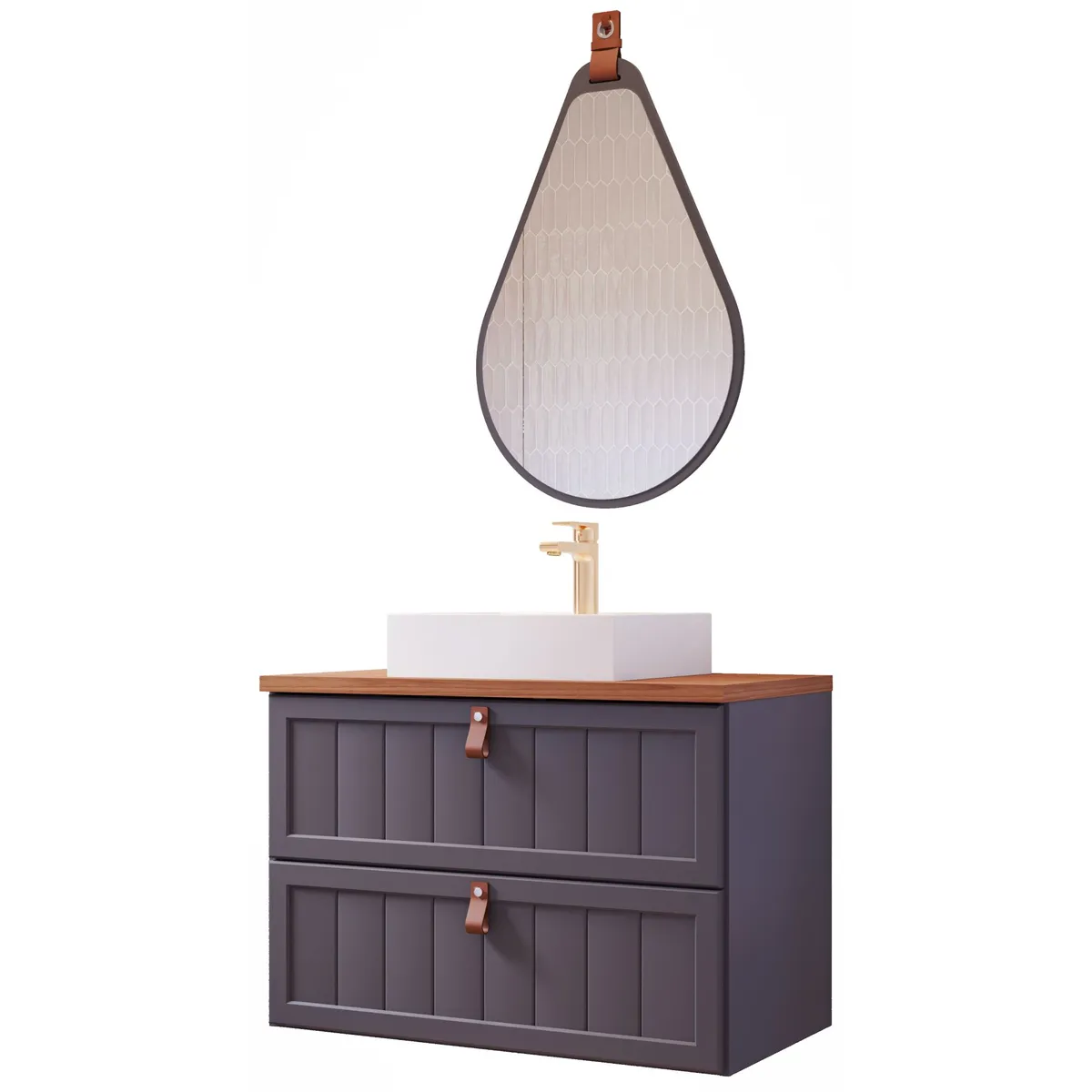 Gabinete para Banheiro Sense 80cm Freijó/titanium Mgm, marca Mgm - Foto Principal